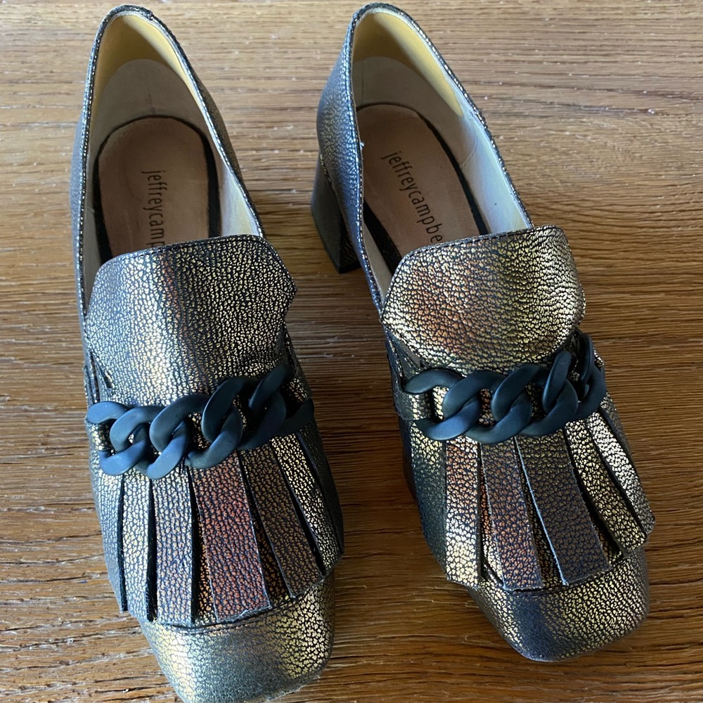 Gold Jeffrey Campbell Loafers